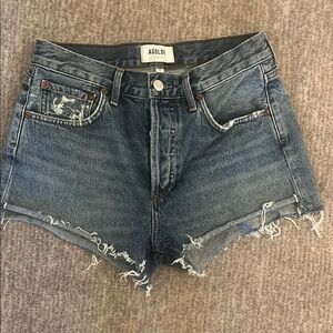 Agolde Blue Jean Shorts Distressed High-Waisted